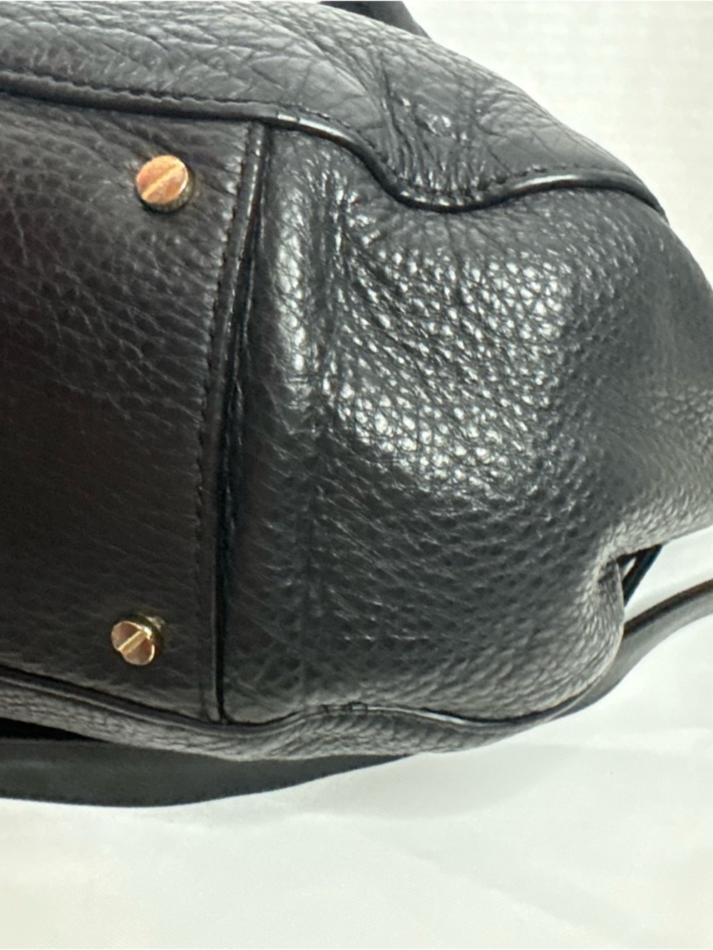 SOLD!!!!Black Leather Shoulder Bag w: detachable strap with Gold Hardware - Picture 12 of 14